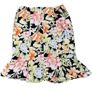 VTG Talbots Silk Floral A-line Skirt Career Midi Knee Length Classic Y2K Sz 10